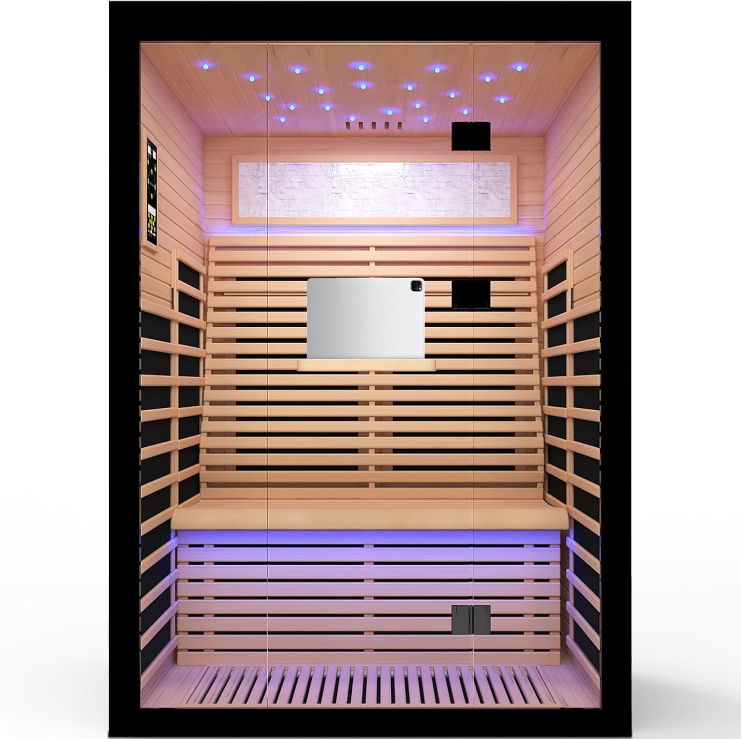 2 Person Infrared Sauna Room Far Infrared Saunas Home Canadian Hemlock Indoor 2100W Low-EMF Dry Saunas with Oxygen Bar