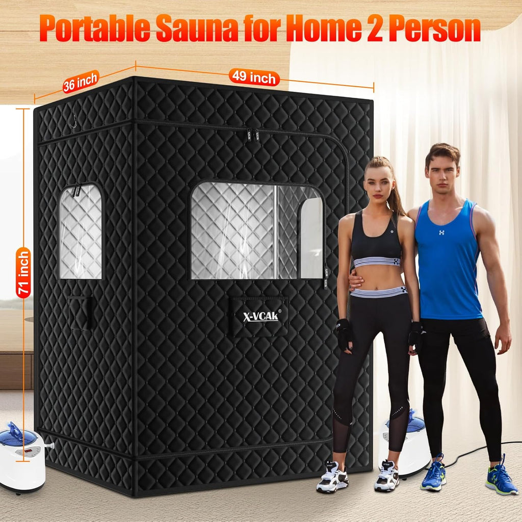 2 Person Sauna, Extra Large Sauna Box, Portable Steam Sauna Tent with 2 Steamers