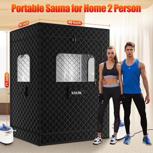 2 Person Sauna, Extra Large Sauna Box, Portable Steam Sauna Tent with 2 Steamers