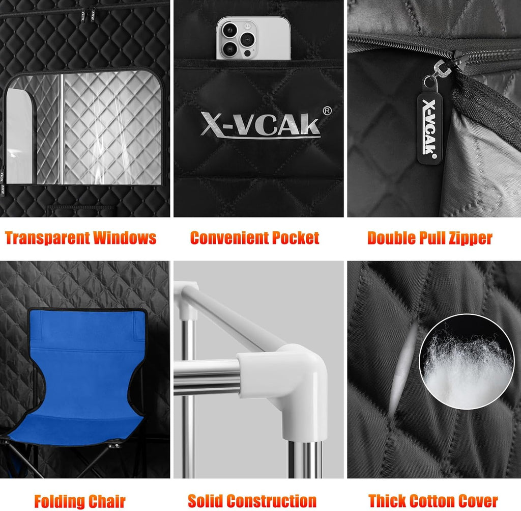 2 Person Sauna, Extra Large Sauna Box, Portable Steam Sauna Tent with 2 Steamers