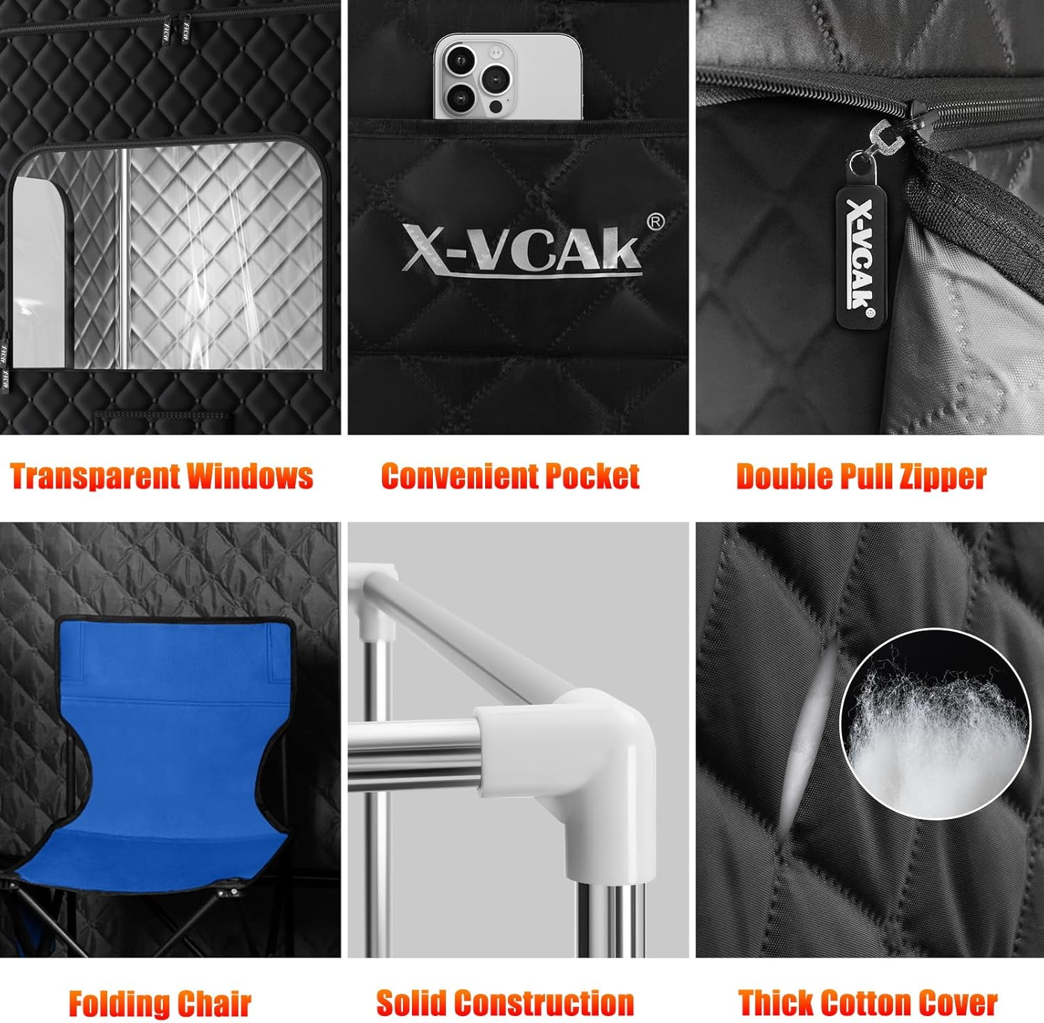 2 Person Sauna, Extra Large Sauna Box, Portable Steam Sauna Tent with 2 Steamers